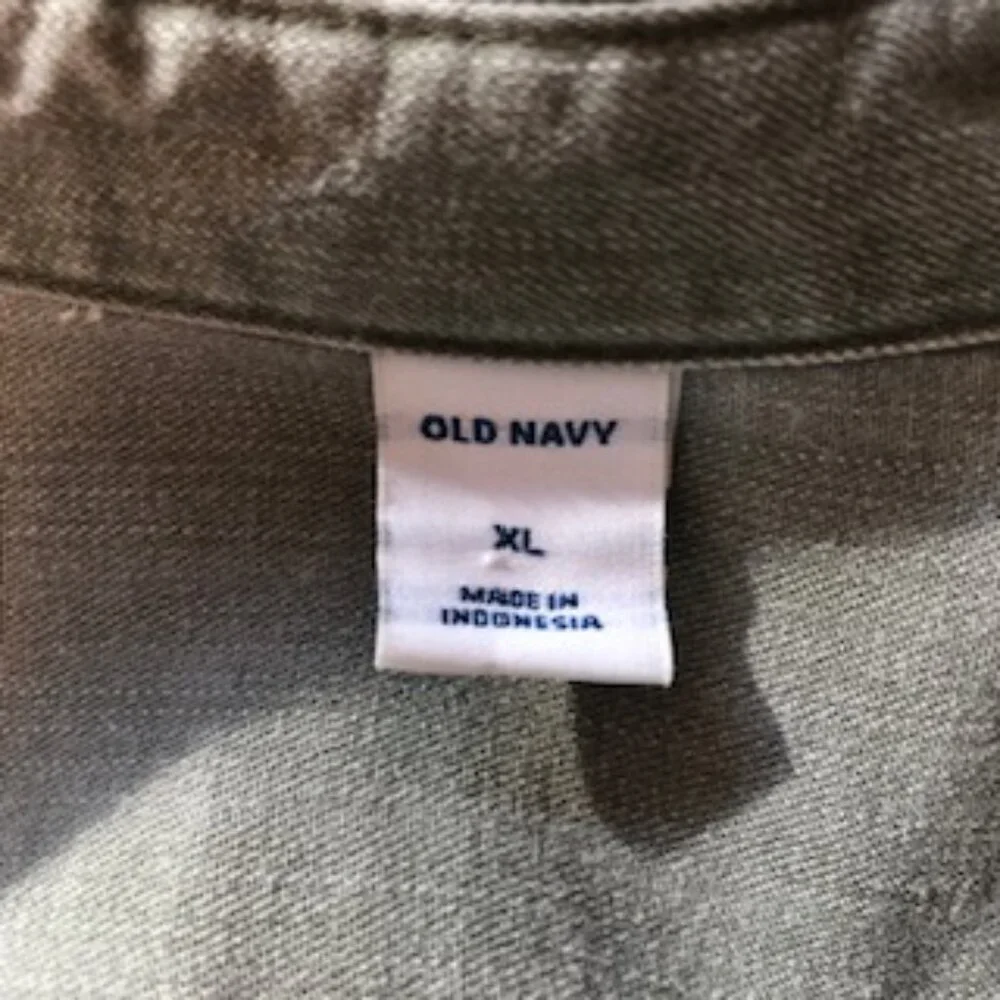 Vintage 90s Old Navy Relaxed Duster Shirt Dress Tunic Moss Sage Extra Large XL - Picture 6 of 9